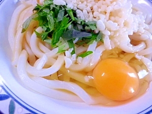 釜玉風 卵かけタヌキうどん